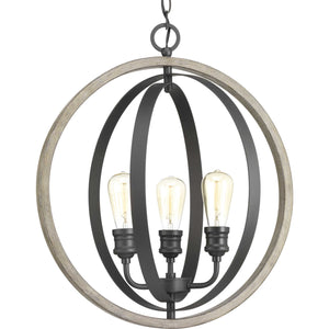 Progress Lighting - P500093-143 - Three Light Pendant - Conestee - Graphite