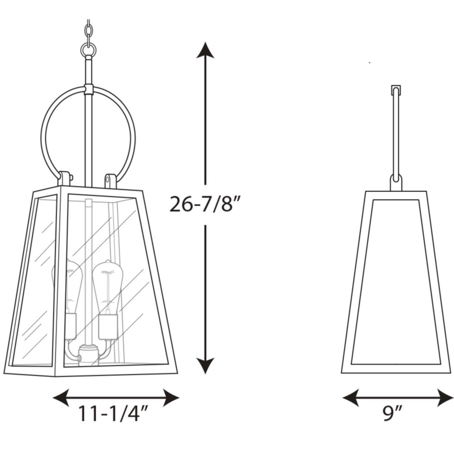 Progress Lighting - P550028-020 - Two Light Hanging Lantern - Barnett - Antique Bronze