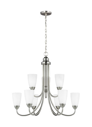 Generation Lighting. - 3120209-962 - Nine Light Chandelier - Seville - Brushed Nickel