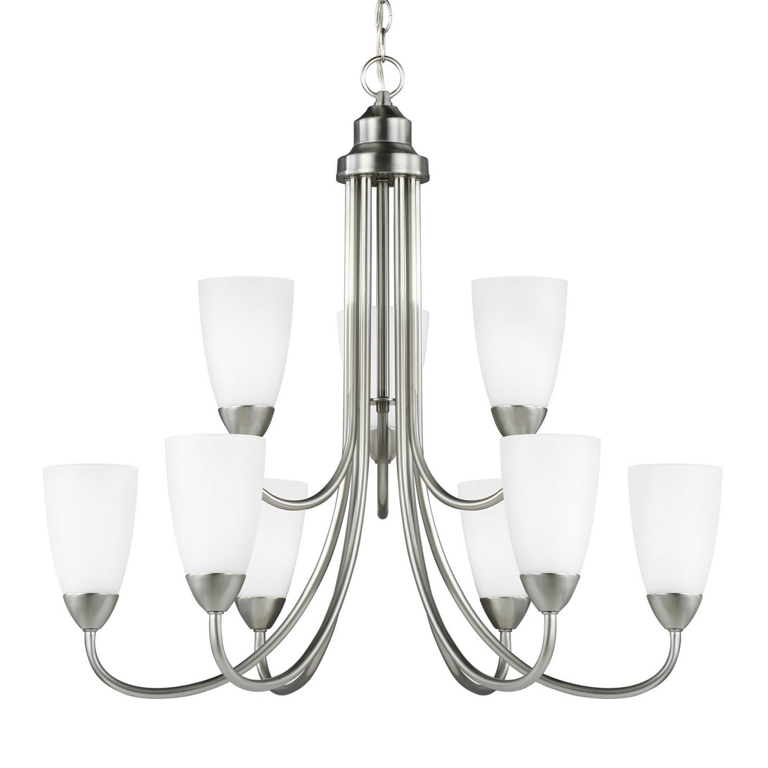 Generation Lighting. - 3120209EN3-962 - Nine Light Chandelier - Seville - Brushed Nickel