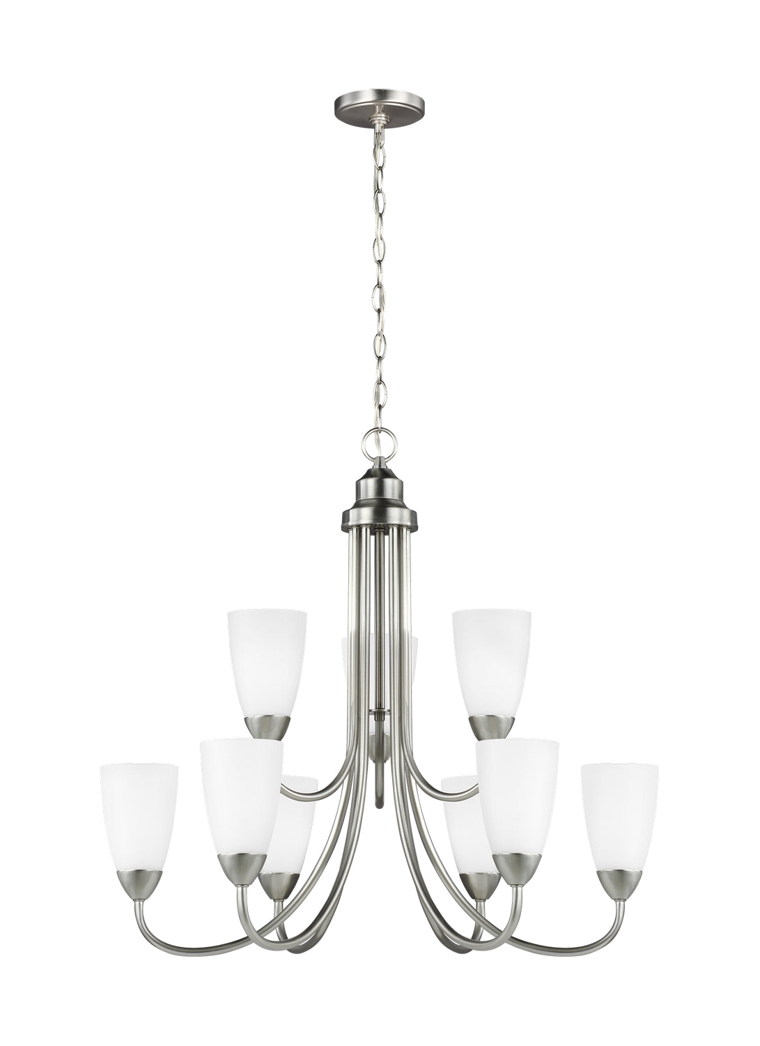 Generation Lighting. - 3120209EN3-962 - Nine Light Chandelier - Seville - Brushed Nickel