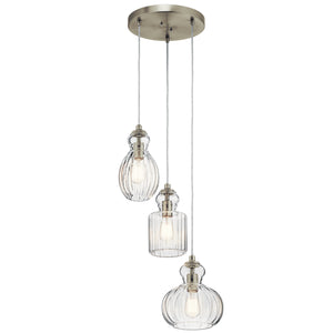 Kichler - 43952NI - Three Light Pendant - Riviera - Brushed Nickel