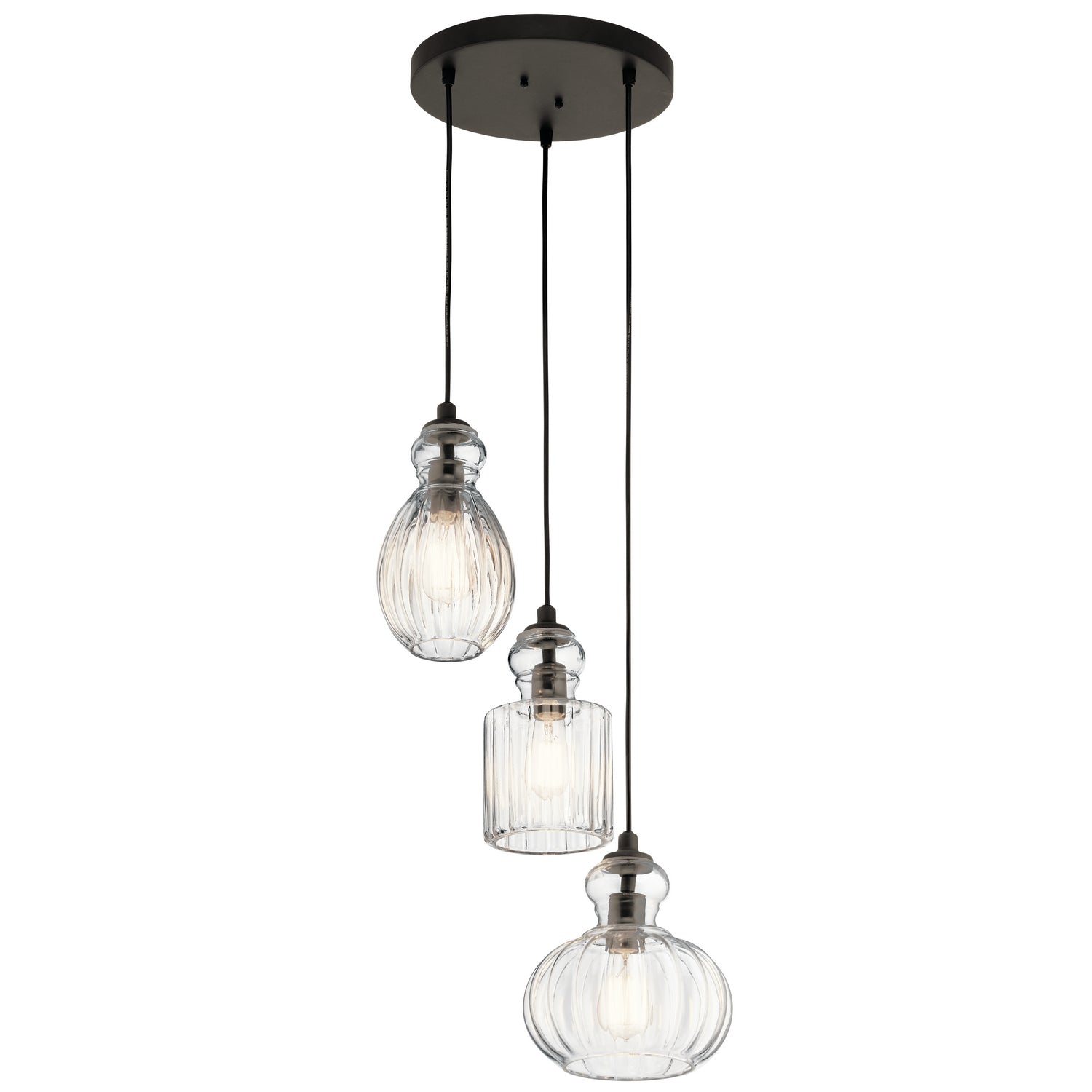 Kichler - 43952OZ - Three Light Pendant - Riviera - Olde Bronze