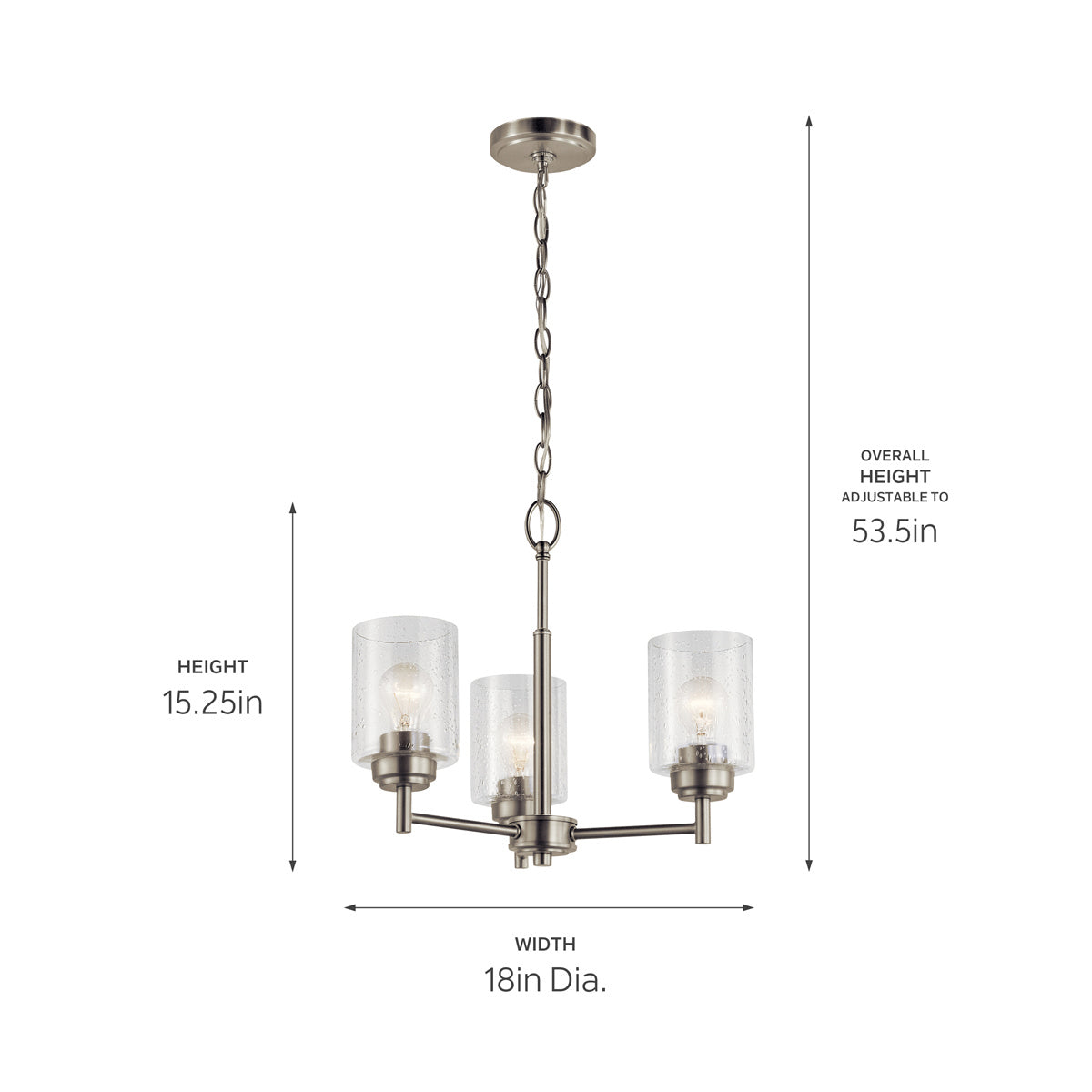 Kichler - 44029NI - Three Light Mini Chandelier - Winslow - Brushed Nickel