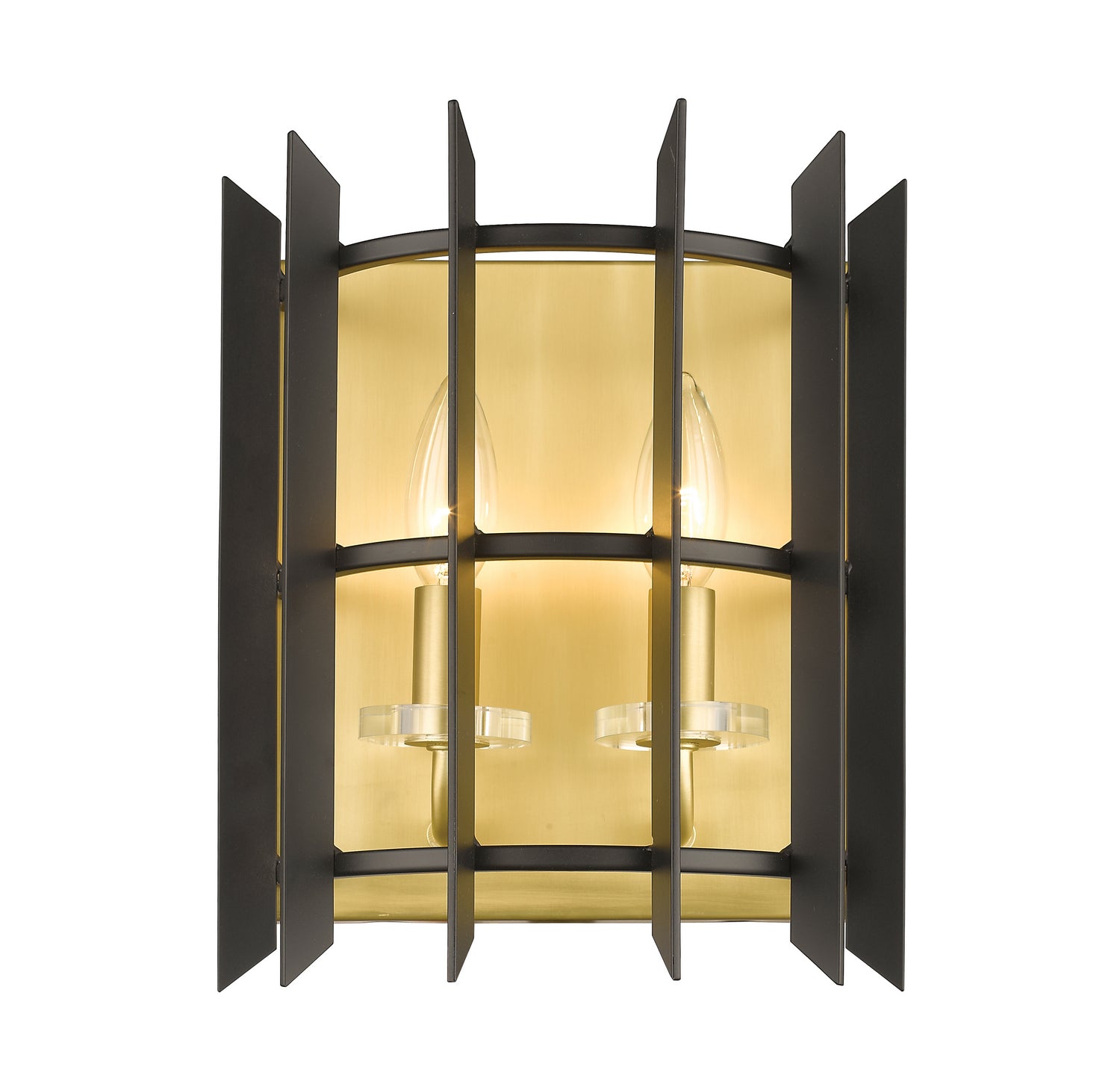 Z-Lite - 338-2S-MB+SBR - Two Light Wall Sconce - Haake - Satin Brass