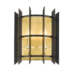 Z-Lite - 338-2S-MB+SBR - Two Light Wall Sconce - Haake - Satin Brass