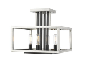 Z-Lite - 456SF-BN-BK - Four Light Semi Flush Mount - Quadra - Brushed Nickel + Matte Black