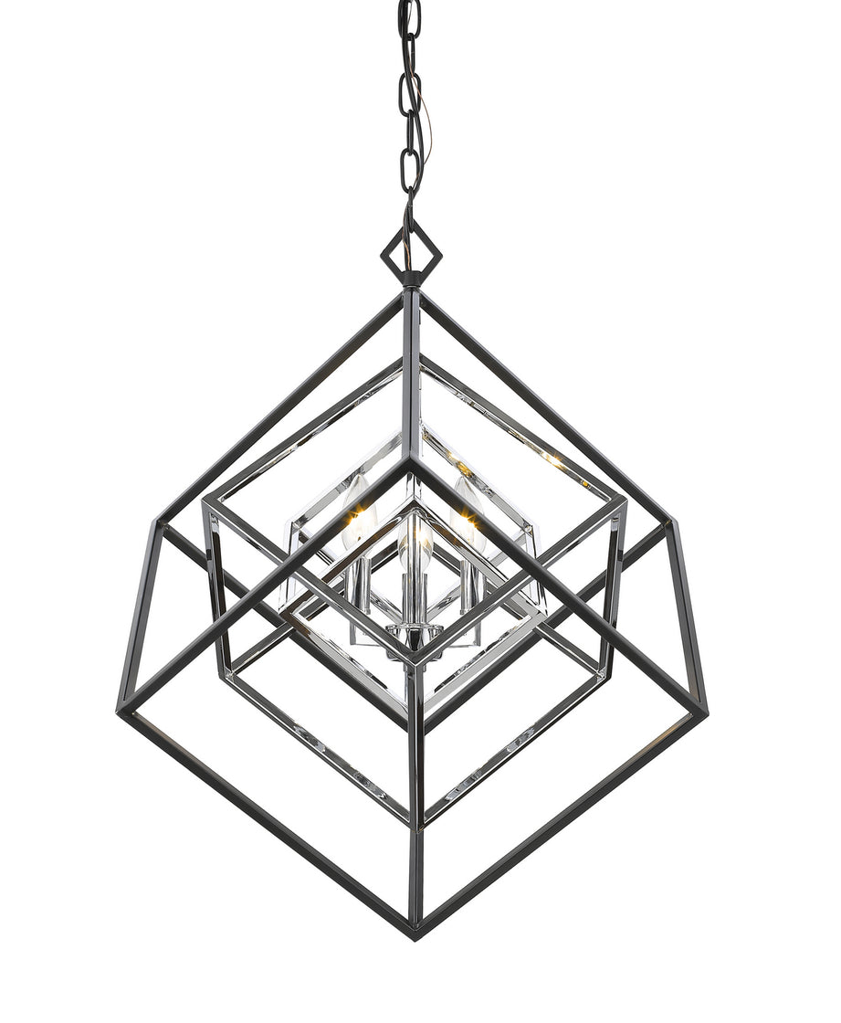 Z-Lite - 457-3CH-MB - Three Light Chandelier - Euclid - Chrome + Matte Black