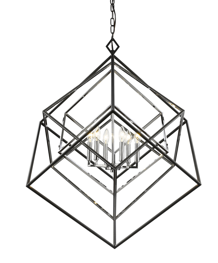 Z-Lite - 457-6CH-MB - Six Light Chandelier - Euclid - Chrome + Matte Black