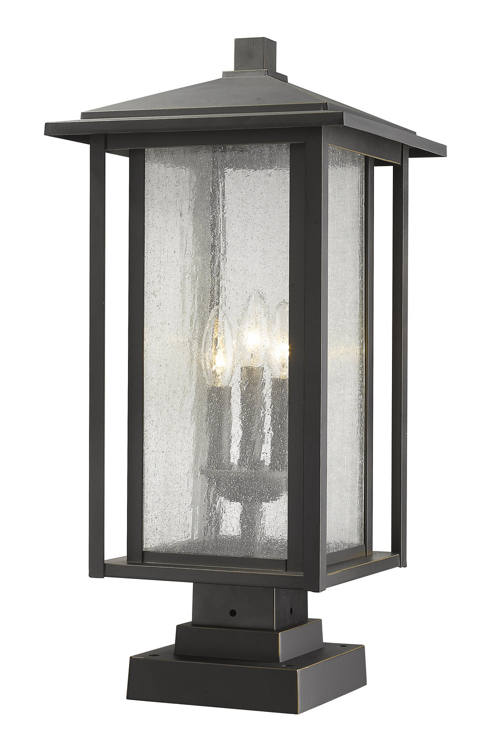 Z-Lite - 554PHXLS-SQPM-ORB - Three Light Outdoor Pier Mounted Fixture - Aspen - Oil Rubbed Bronze
