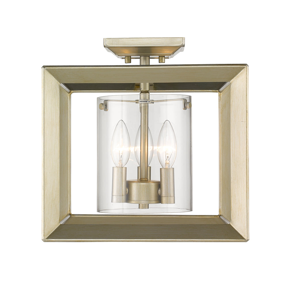 Golden - 2073-SF12 WG-CLR - Three Light Semi-Flush Mount - Smyth WG - White Gold