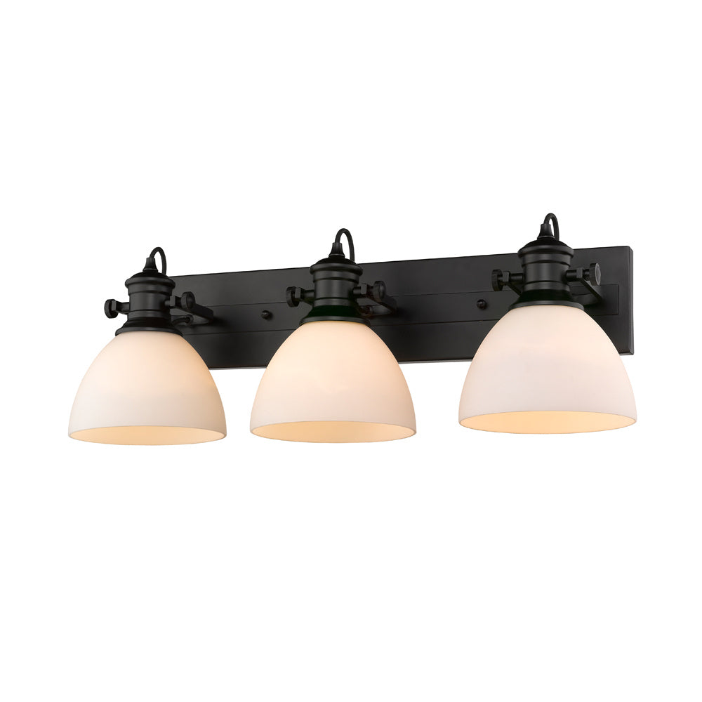 Golden - 3118-BA3 BLK-OP - Three Light Bath Vanity - Hines BLK - Matte Black