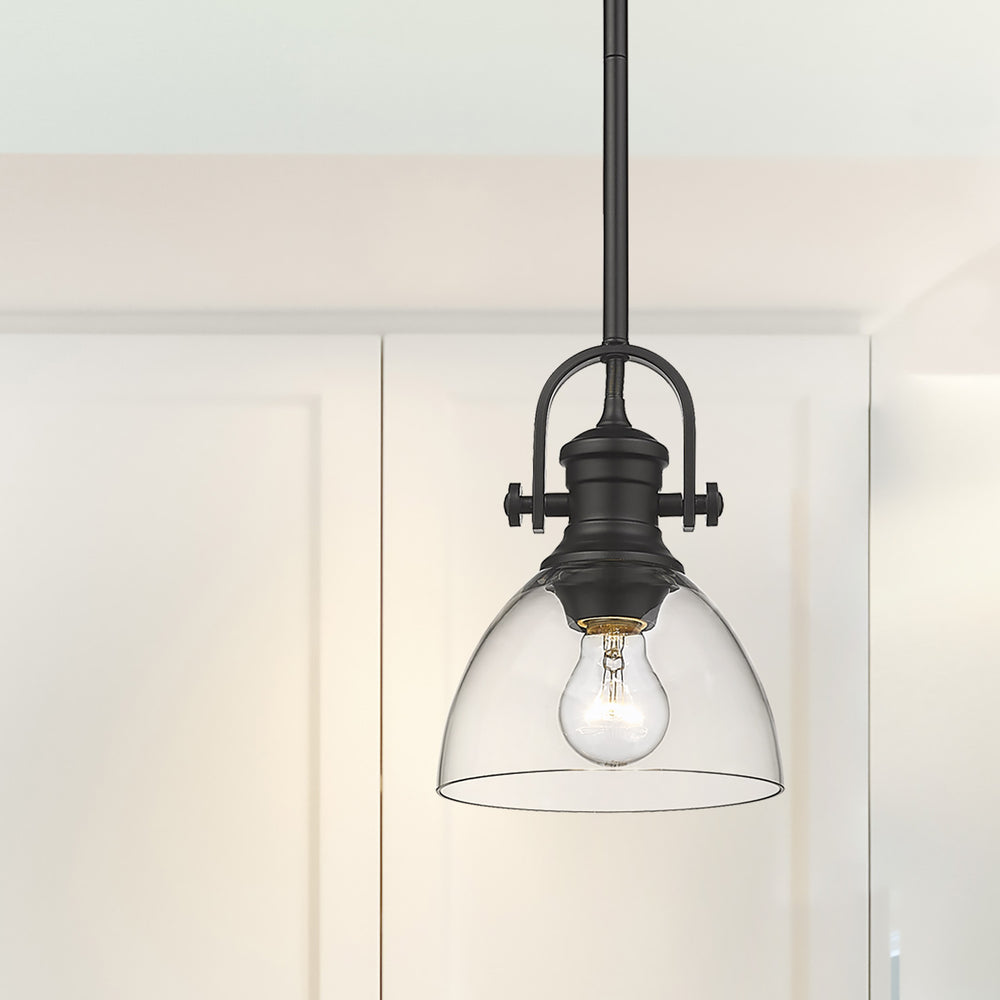 Golden - 3118-M1L BLK-SD - One Light Mini Pendant - Hines BLK - Matte Black