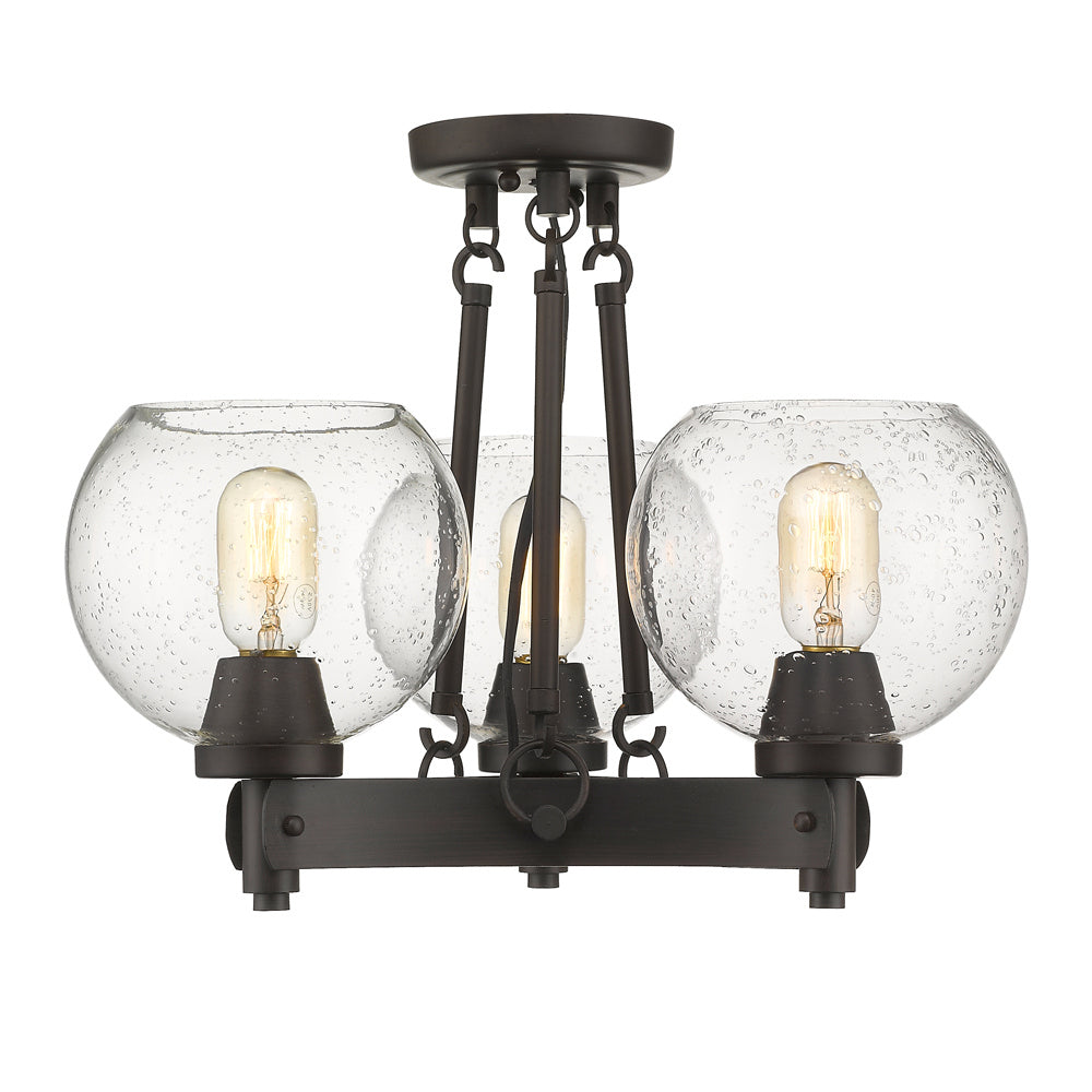 Golden - 4855-SF RBZ-SD - Three Light Semi-Flush Mount - Galveston - Rubbed Bronze