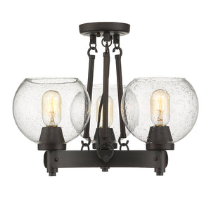 Golden - 4855-SF RBZ-SD - Three Light Semi-Flush Mount - Galveston - Rubbed Bronze