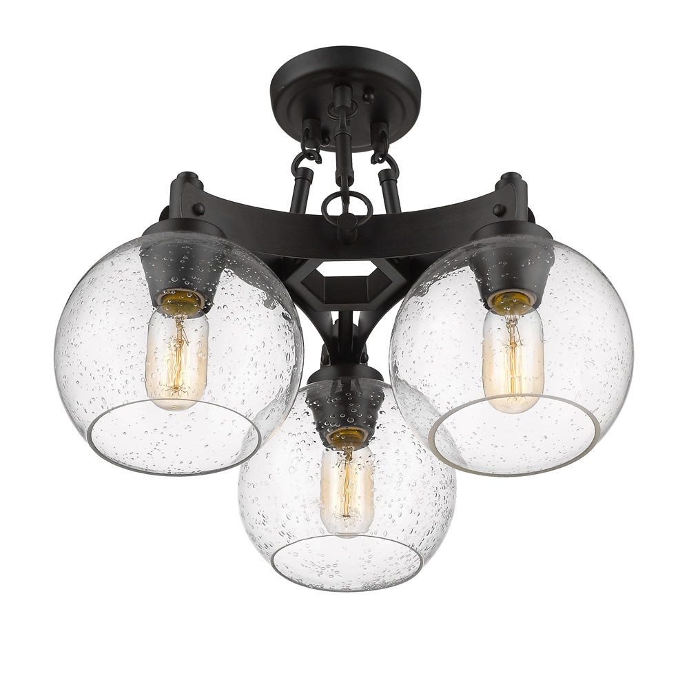 Golden - 4855-SF RBZ-SD - Three Light Semi-Flush Mount - Galveston - Rubbed Bronze