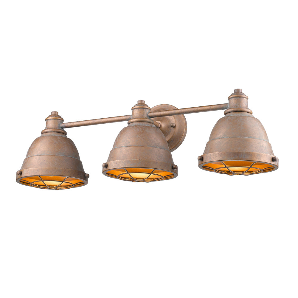 Golden - 7312-BA3 CP - Three Light Bath Vanity - Bartlett CP - Copper Patina