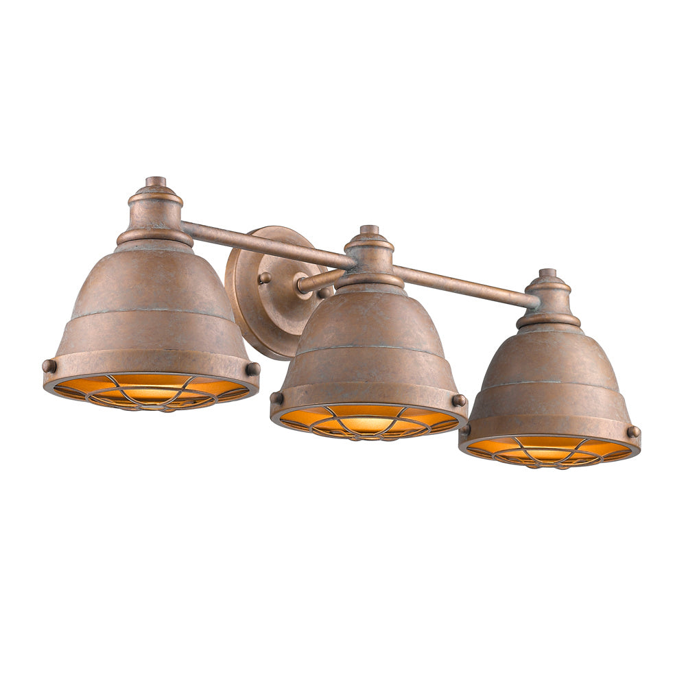 Golden - 7312-BA3 CP - Three Light Bath Vanity - Bartlett CP - Copper Patina