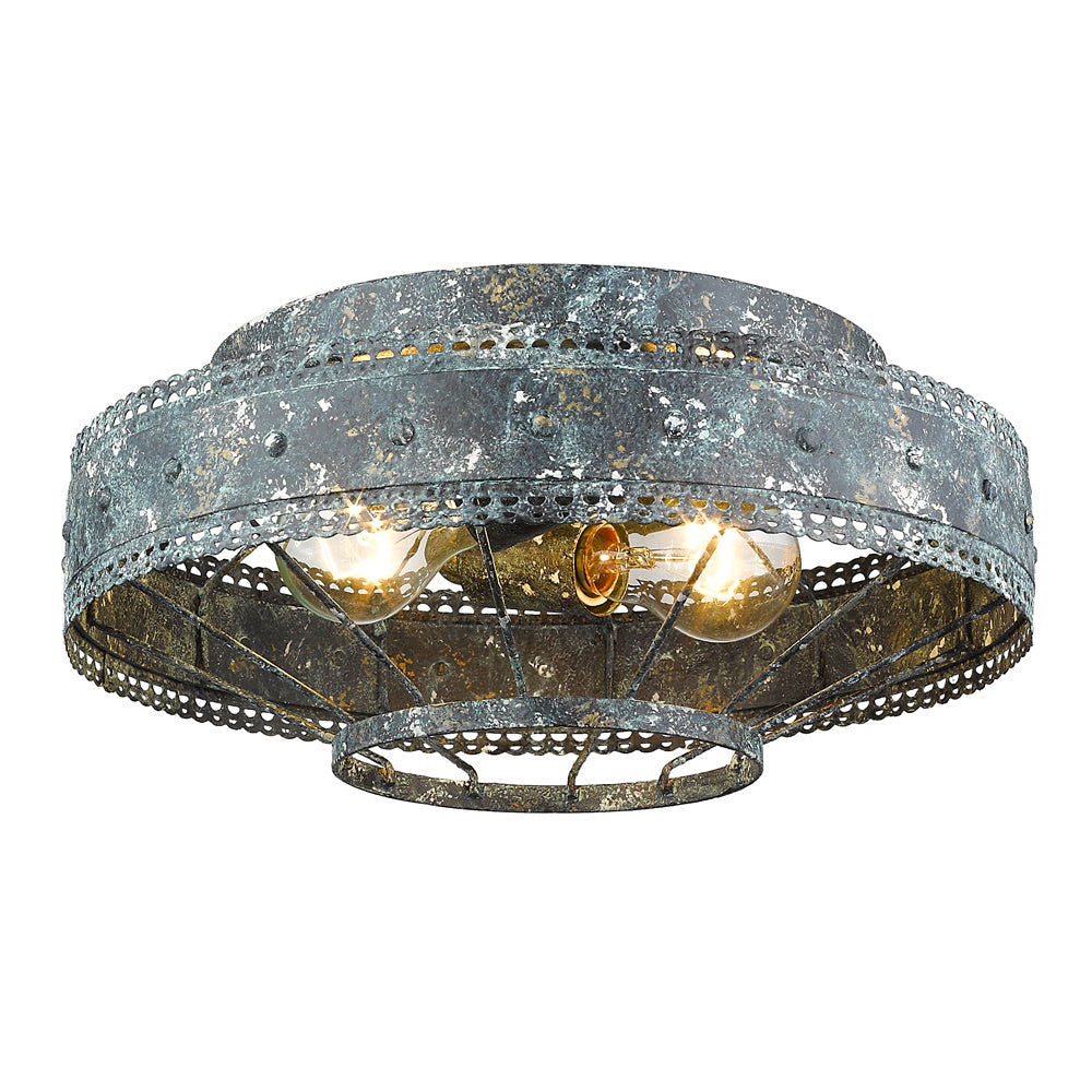 Golden - 7856-FM VP - Two Light Flush Mount - Ferris - Blue Verde Patina