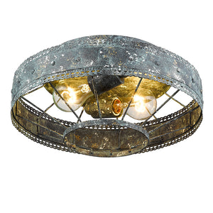 Golden - 7856-FM VP - Two Light Flush Mount - Ferris - Blue Verde Patina