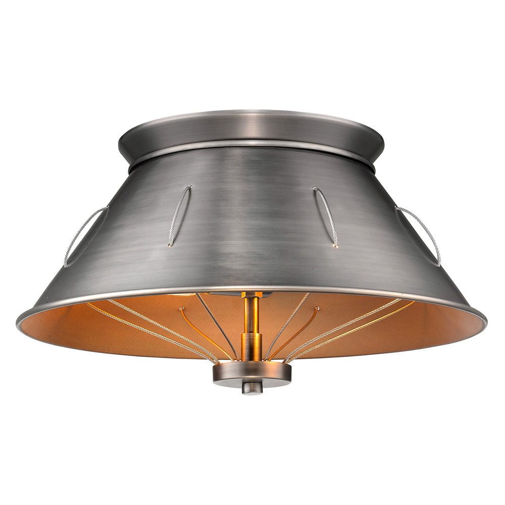 Golden - 7917-FM AS - Two Light Flush Mount - Whitaker - Aged Steel