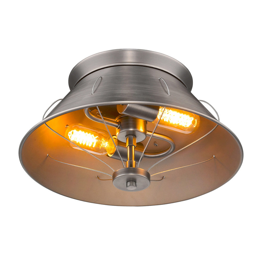 Golden - 7917-FM AS - Two Light Flush Mount - Whitaker - Aged Steel