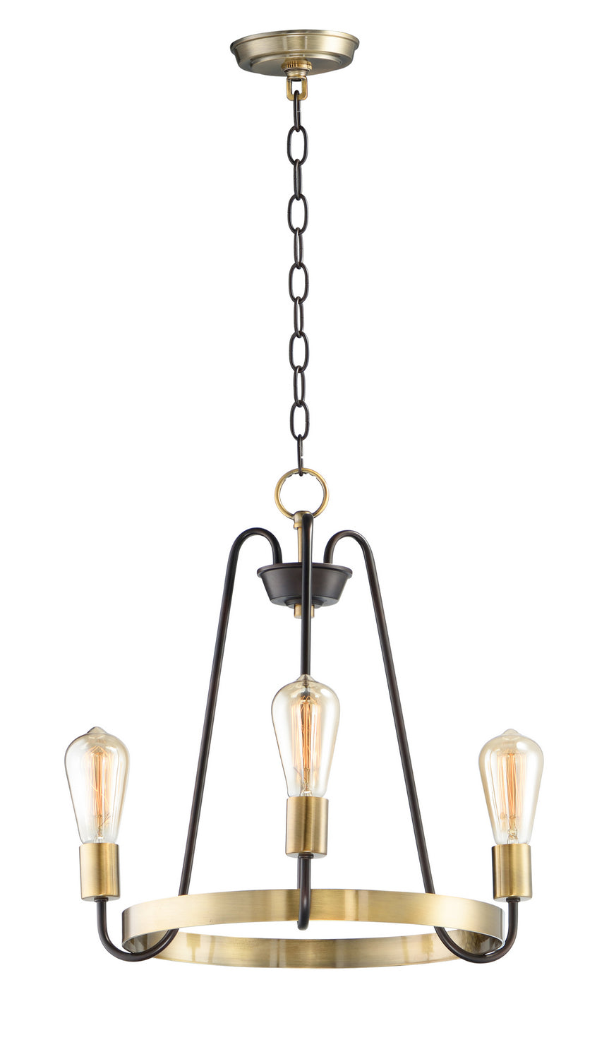 Maxim - 11733OIAB - Three Light Chandelier - Haven - Oil Rubbed Bronze / Antique Brass