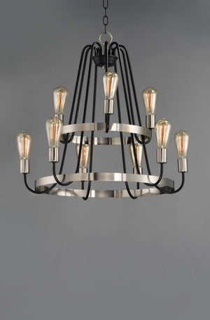 Maxim - 11737BKSN - Nine Light Chandelier - Haven - Black / Satin Nickel