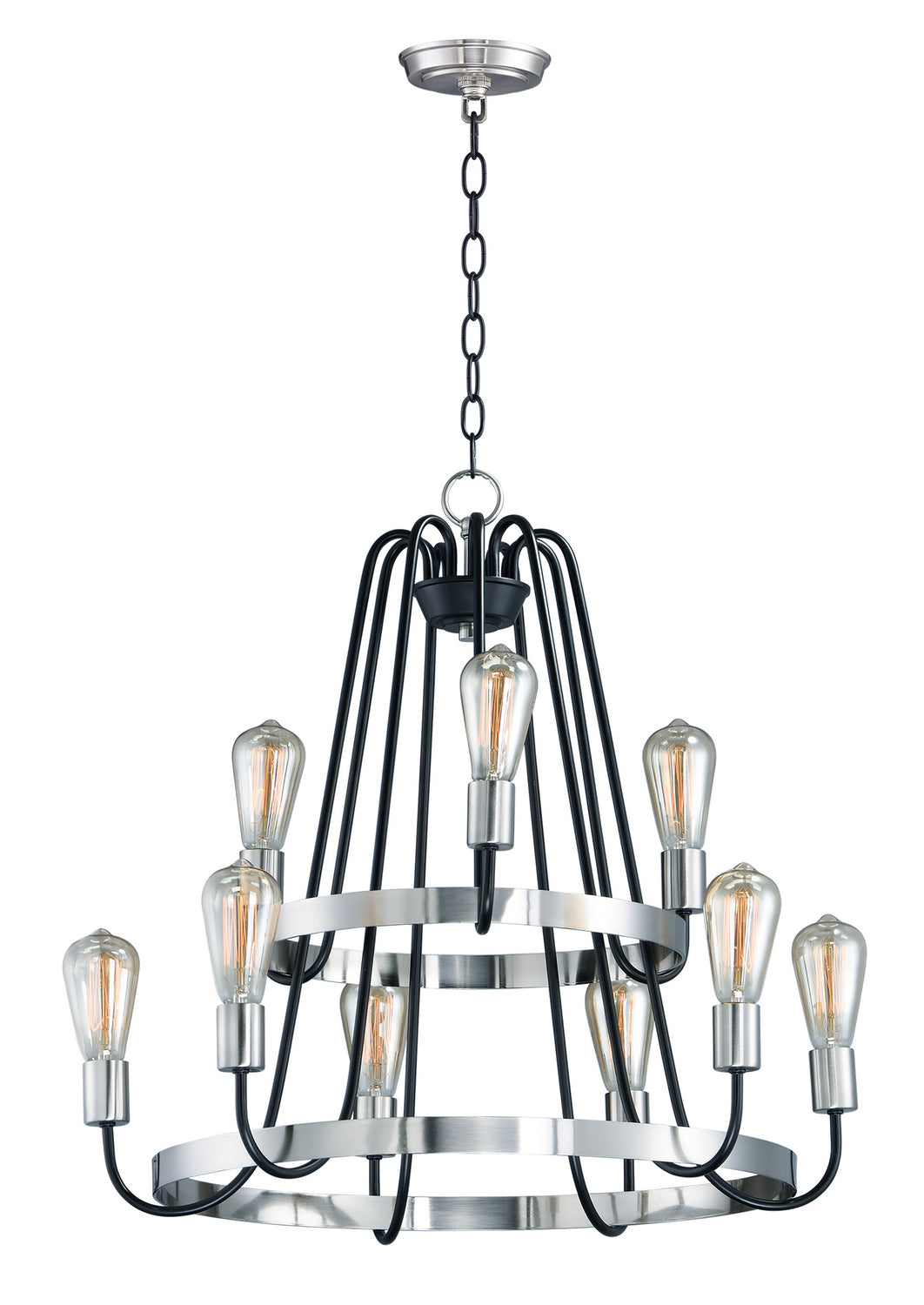 Maxim - 11737BKSN - Nine Light Chandelier - Haven - Black / Satin Nickel