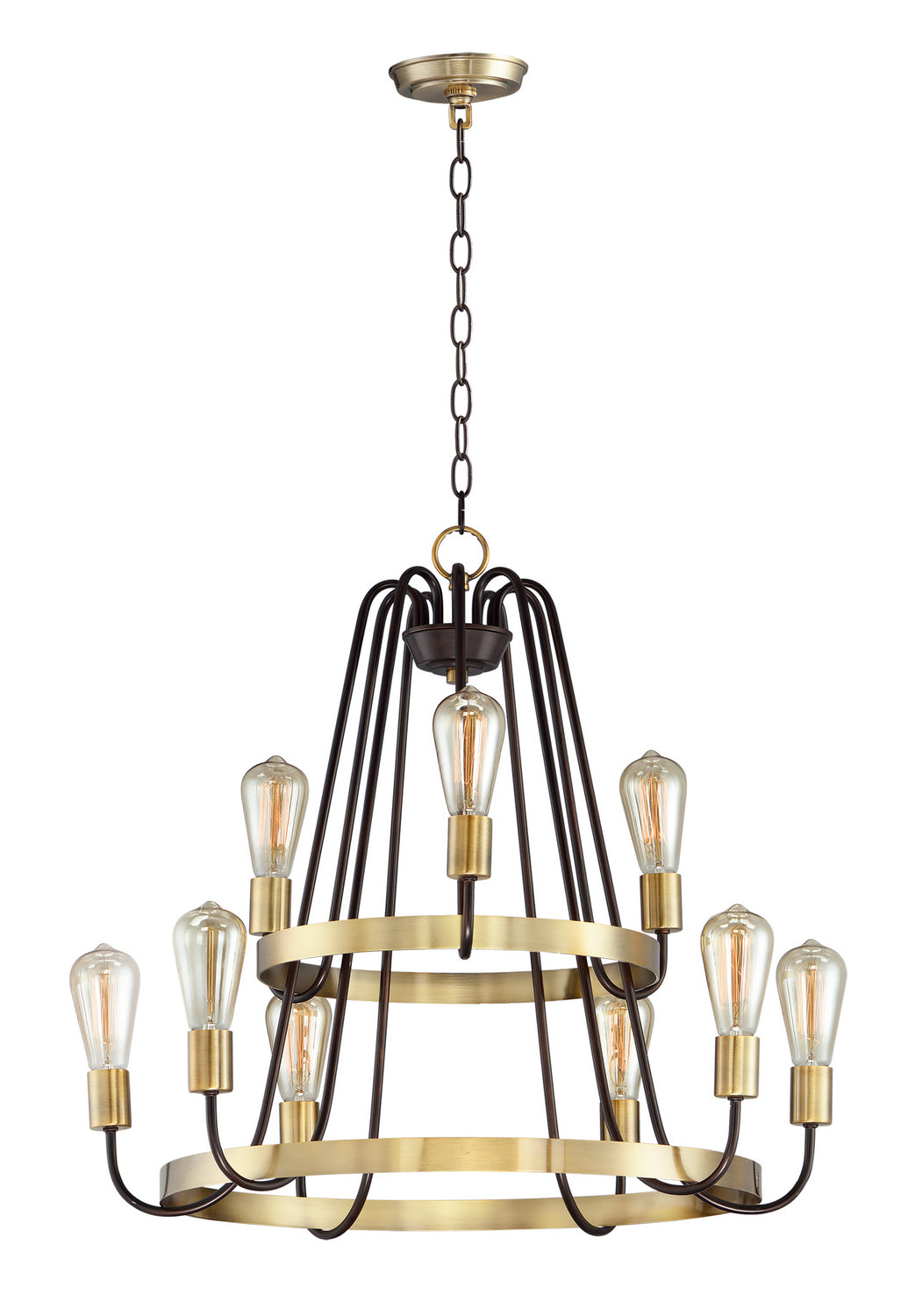 Maxim - 11737OIAB - Nine Light Chandelier - Haven - Oil Rubbed Bronze / Antique Brass