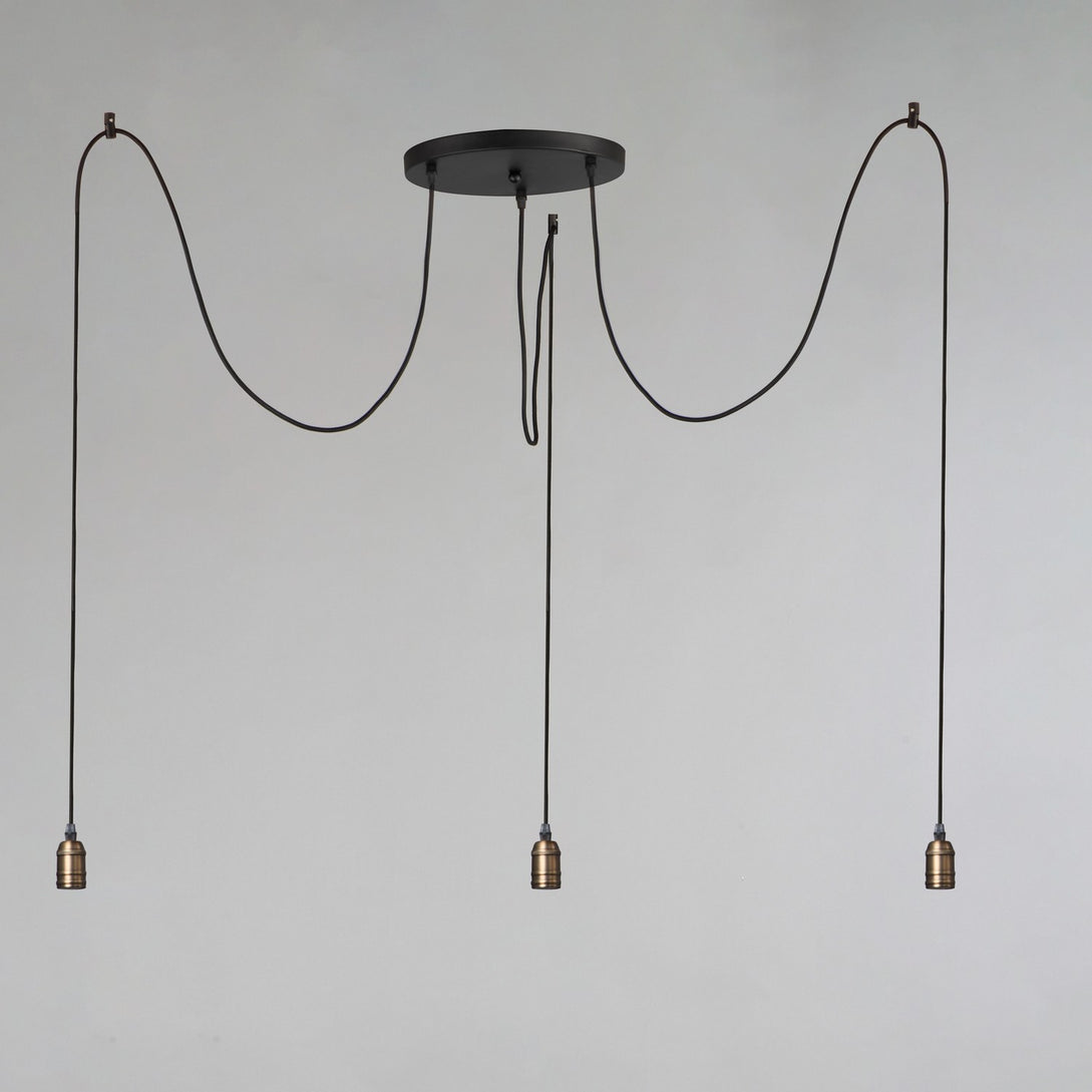 Maxim - 12123BKAB - Three Light Pendant - Early Electric - Black / Antique Brass