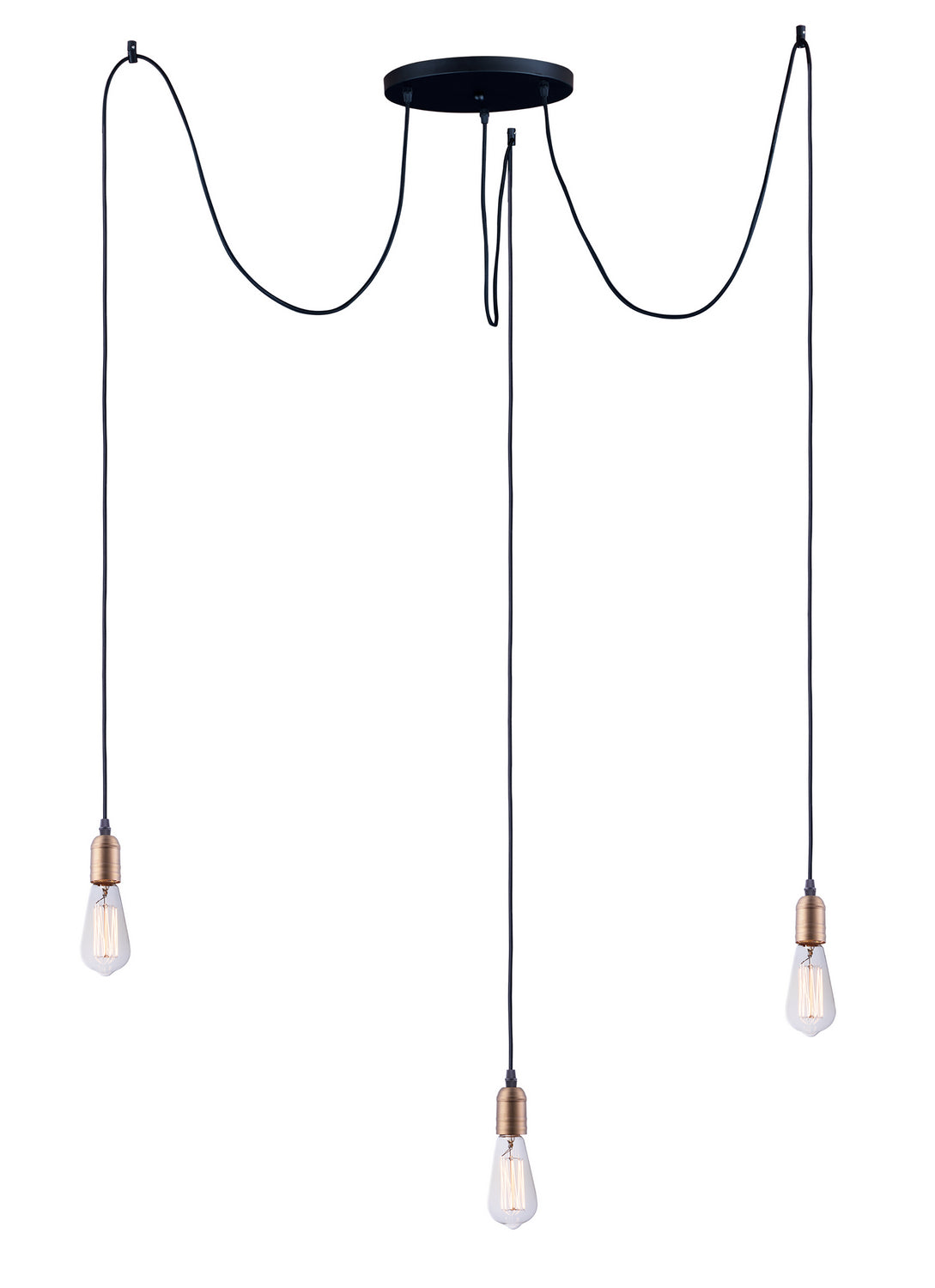 Maxim - 12123BKAB - Three Light Pendant - Early Electric - Black / Antique Brass