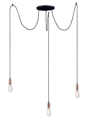 Maxim - 12123BKAB - Three Light Pendant - Early Electric - Black / Antique Brass