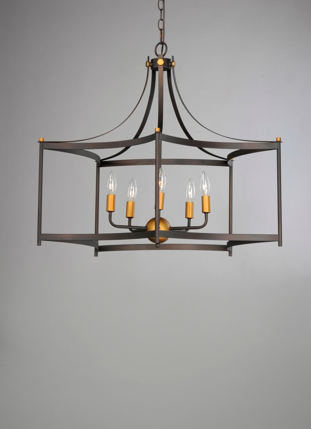 Maxim - 13595OIAB - Five Light Pendant - Wellington - Oil Rubbed Bronze / Antique Brass