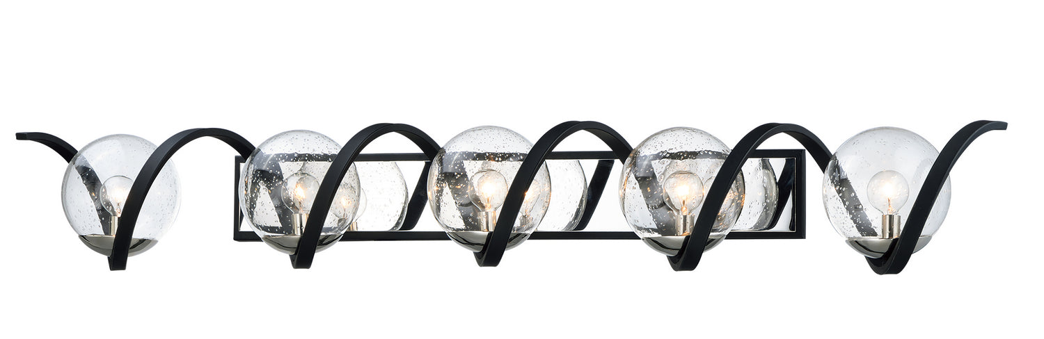 Maxim - 35107CDBKPN - Five Light Bath Vanity - Curlicue - Black / Polished Nickel