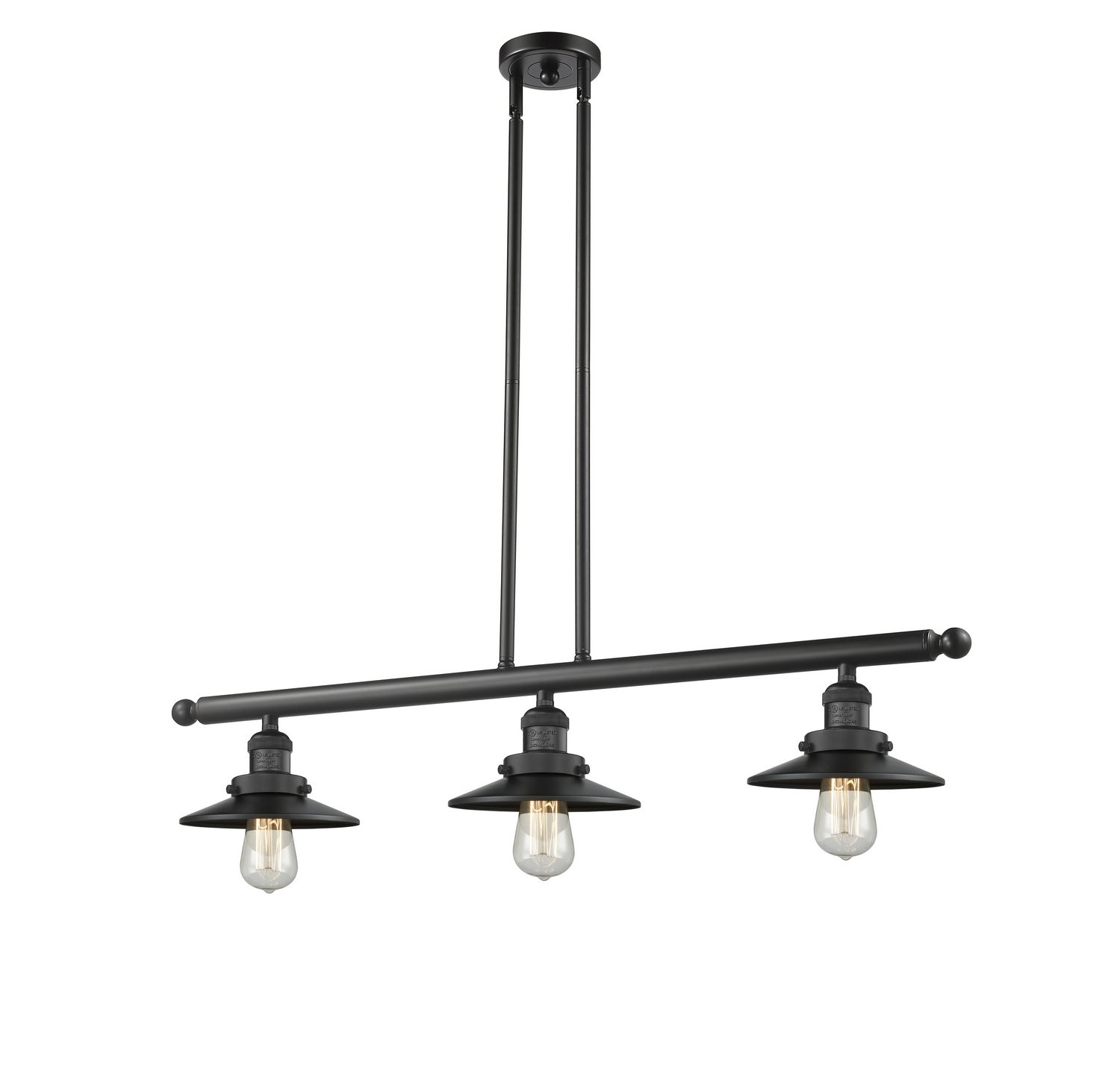 Innovations - 213-BK-M6 - Three Light Island Pendant - Franklin Restoration - Matte Black