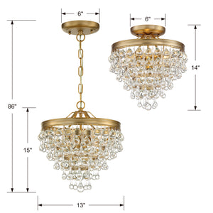 Crystorama - 130-VG - Three Light Mini Chandelier - Calypso - Vibrant Gold