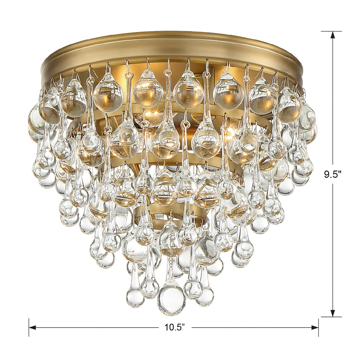 Crystorama - 135-VG - Three Light Flush Mount - Calypso - Vibrant Gold