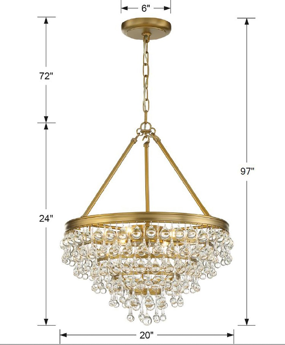 Crystorama - 136-VG - Six Light Chandelier - Calypso - Vibrant Gold