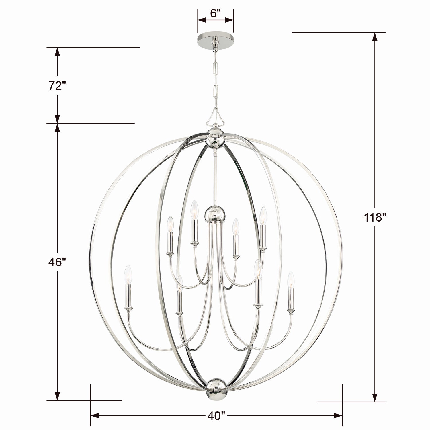 Crystorama - 2246-PN_NOSHADE - Eight Light Chandelier - Sylvan - Polished Nickel