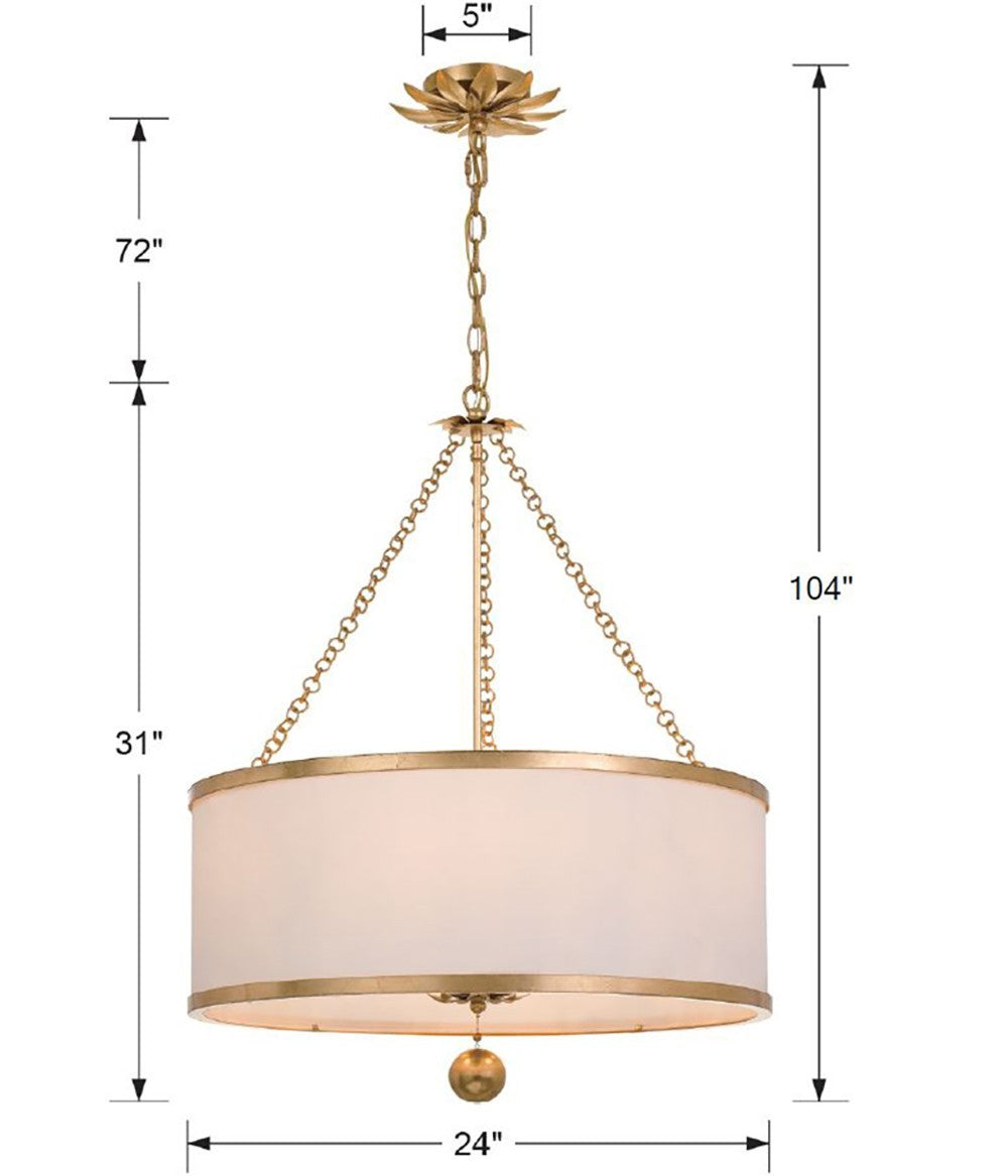 Crystorama - 518-GA - Six Light Chandelier - Broche - Antique Gold