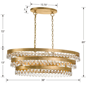 Crystorama - 6107-GA - Six Light Chandelier - Perla - Antique Gold