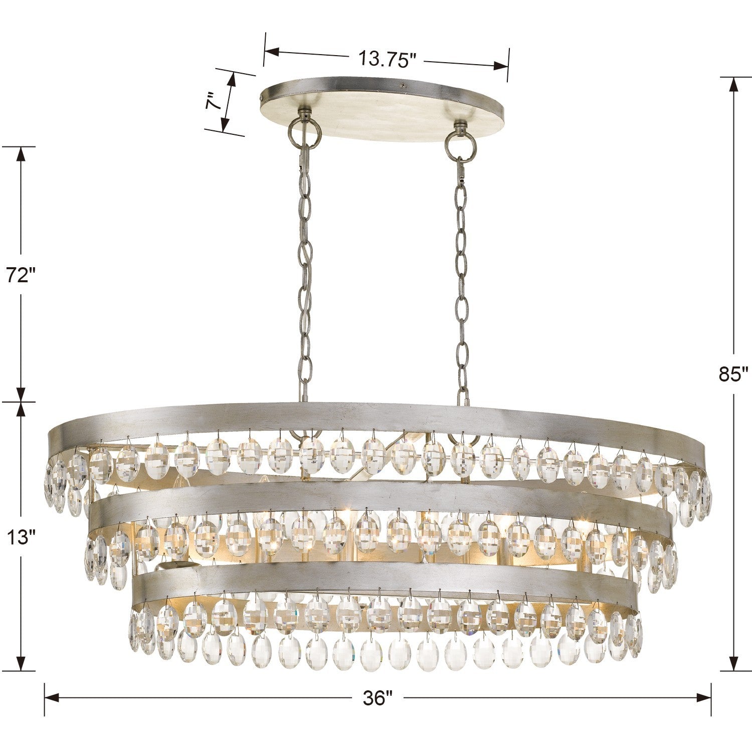 Crystorama - 6107-SA - Six Light Chandelier - Perla - Antique Silver