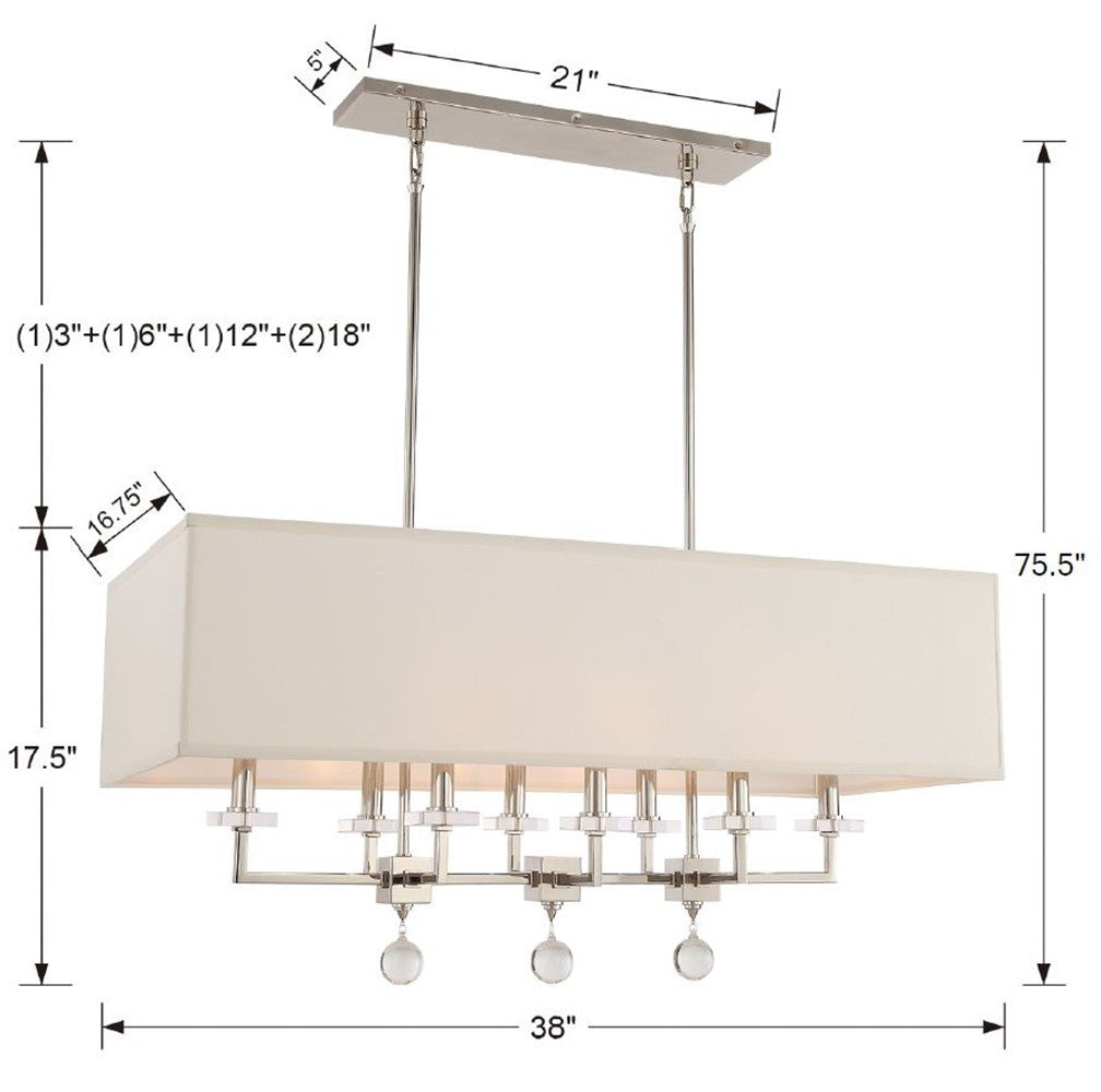 Crystorama - 8109-PN - Eight Light Chandelier - Paxton - Polished Nickel