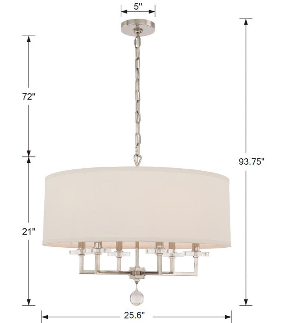 Crystorama - 8116-PN - Six Light Chandelier - Paxton - Polished Nickel