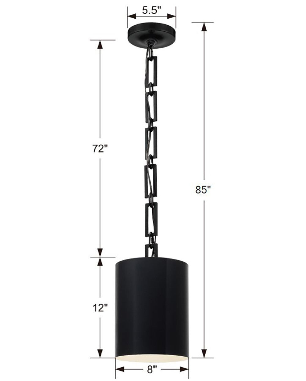 Crystorama - 8680-MK-WH - One Light Mini Chandelier - Alston - Matte Black / White