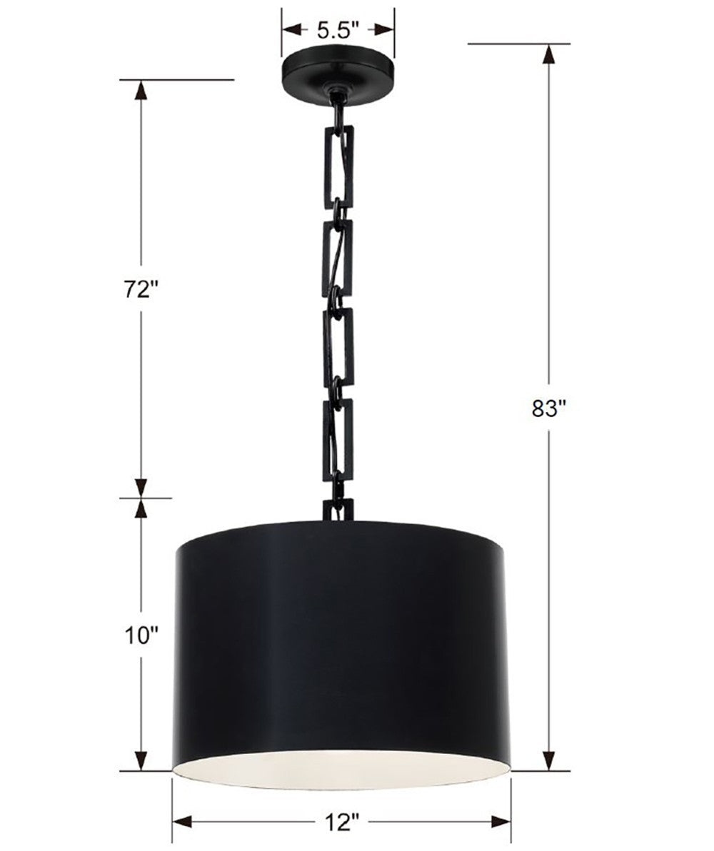 Crystorama - 8683-MK-WH - One Light Chandelier - Alston - Matte Black / White