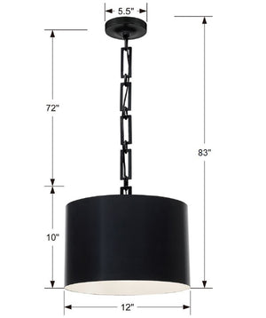 Crystorama - 8683-MK-WH - One Light Chandelier - Alston - Matte Black / White