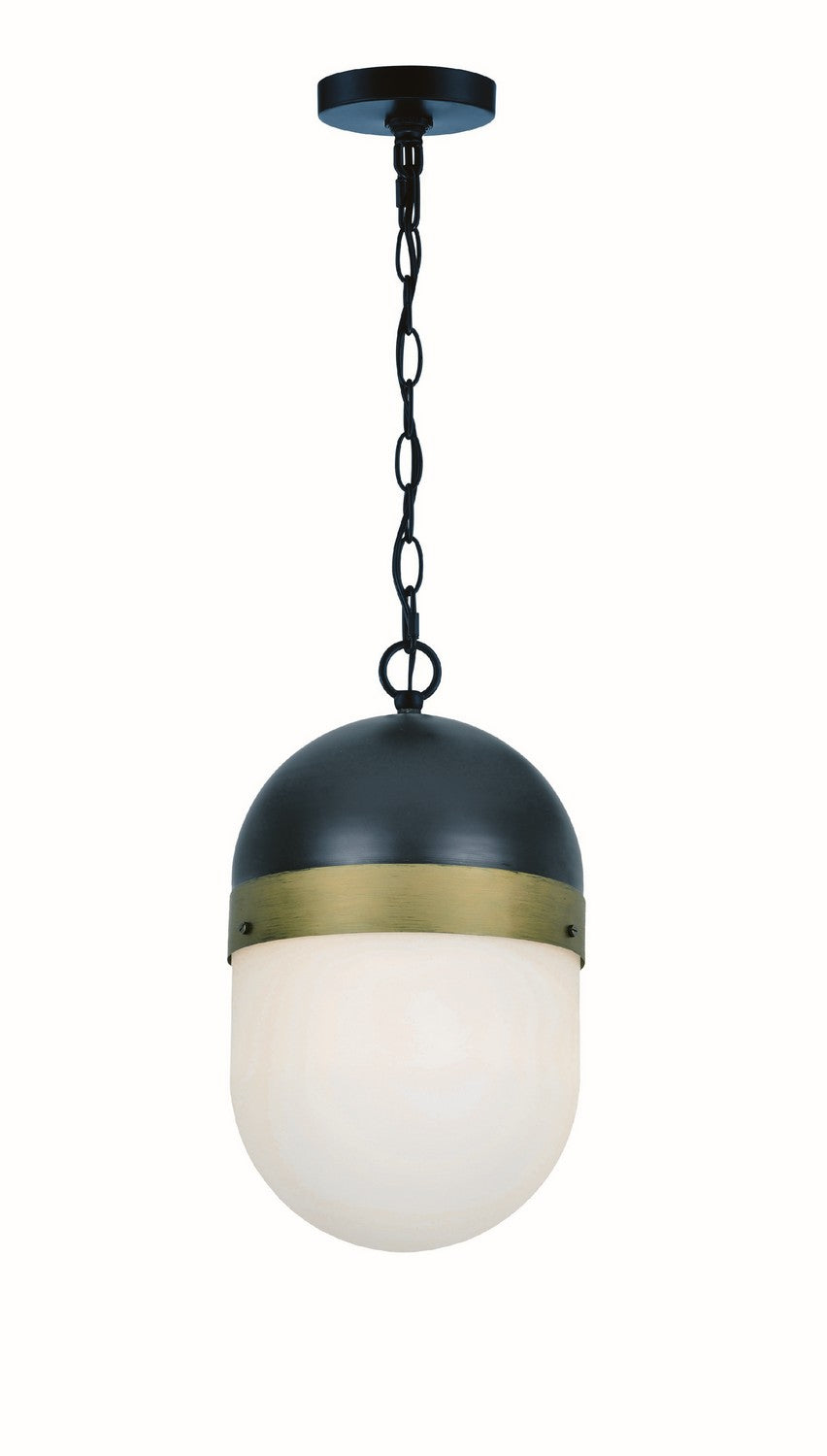 Crystorama - CAP-8507-MK-TG - One Light Outdoor Pendant - Capsule - Matte Black / Textured Gold