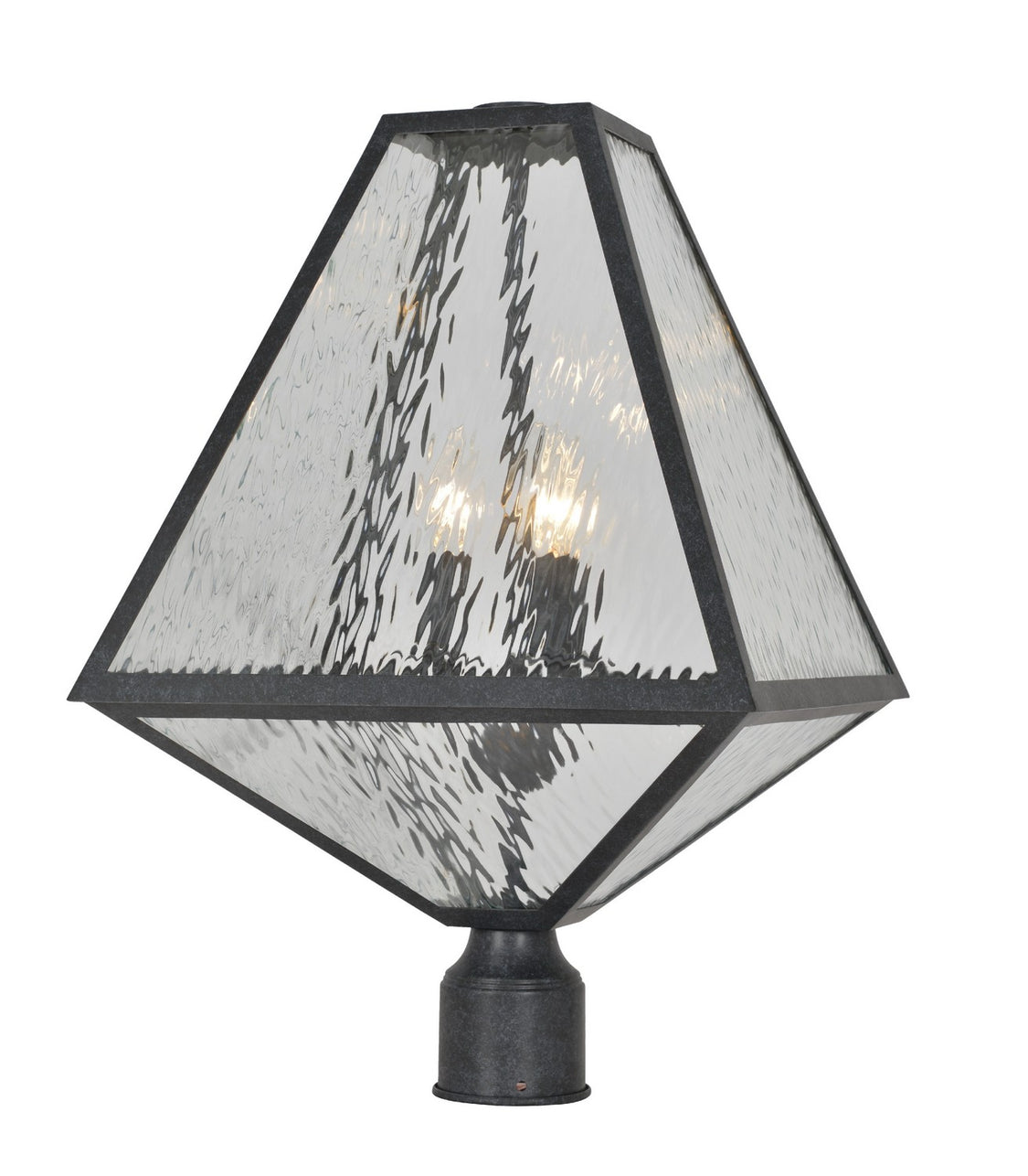 Crystorama - GLA-9709-WT-BC - Three Light Outdoor Post Mount - Glacier - Black Charcoal